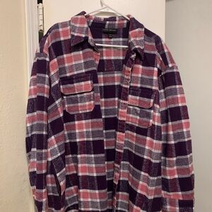 Lane Bryant Purple and Pink Plaid Button-Down Shirt